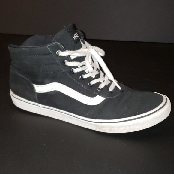 vans ward high tops suede trainers in black & white